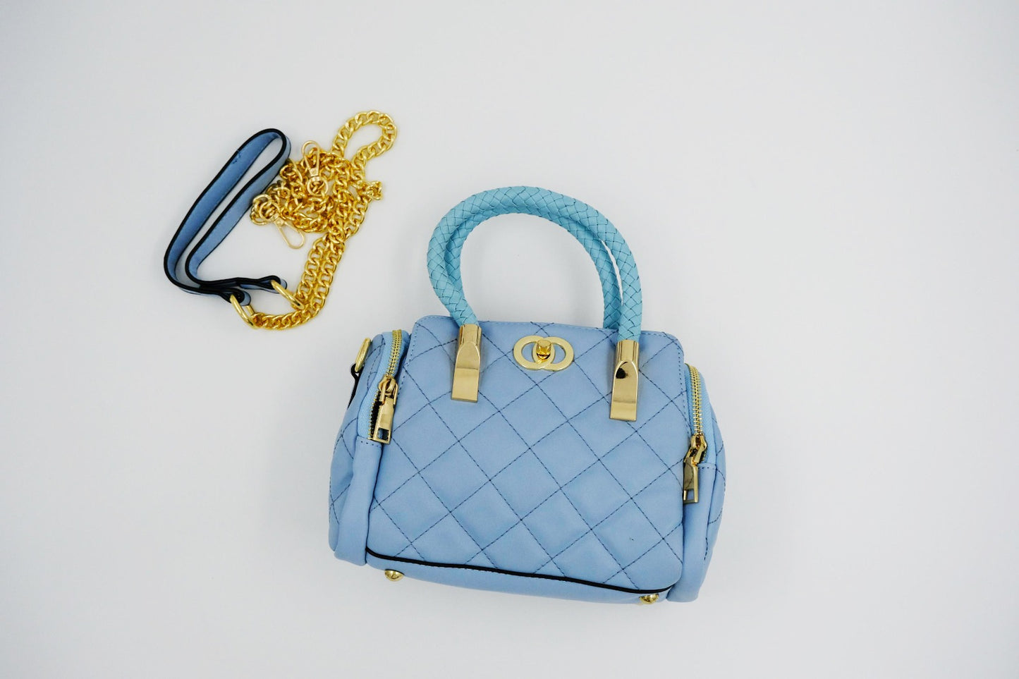 Quilted Light Blue Sling Bag