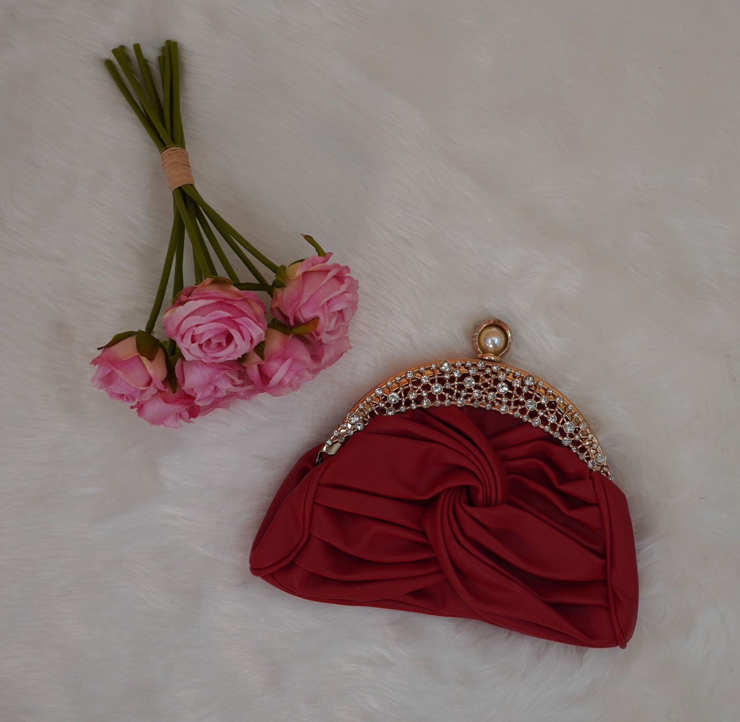 Elegant Pleated Satin Clutch Bag