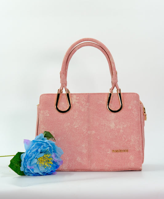Soft Pink Faux Suede Handbag