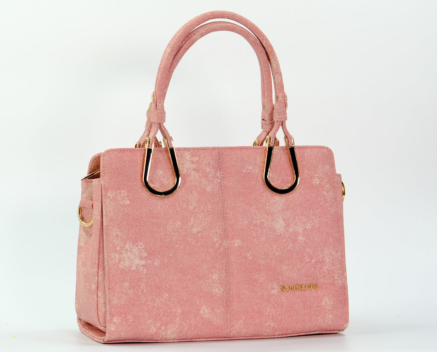 Soft Pink Faux Suede Handbag