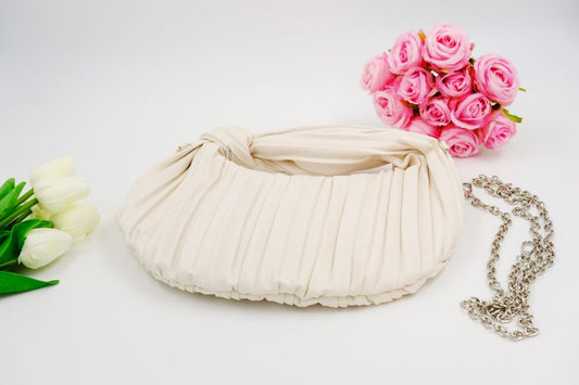 Elegant Pleated Ivory Sling Bag