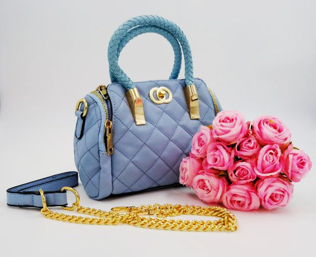 Quilted Light Blue Sling Bag