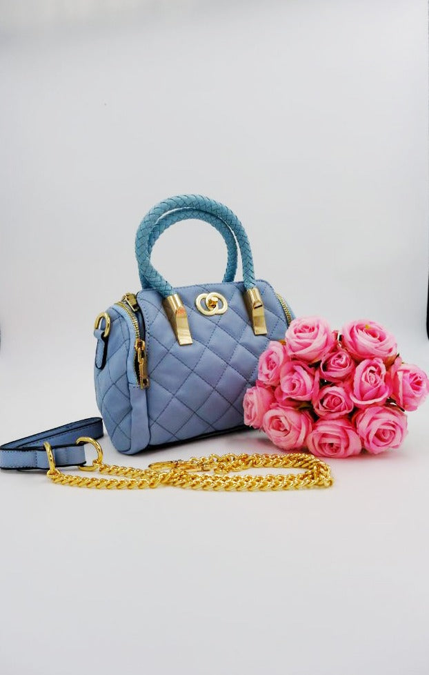 Quilted Light Blue Sling Bag
